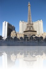 Bellagio Fountains Looking at the Paris Eiffel Tower