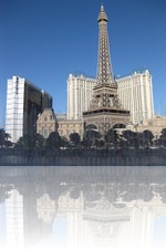 Bellagio Fountains Looking at the Paris Eiffel Tower