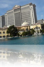 Caesars Palace with the Bellagio Fountains