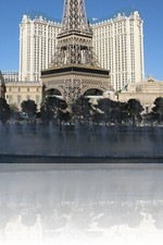 Paris Las Vegas from behind the Bellagio Fountains during the day